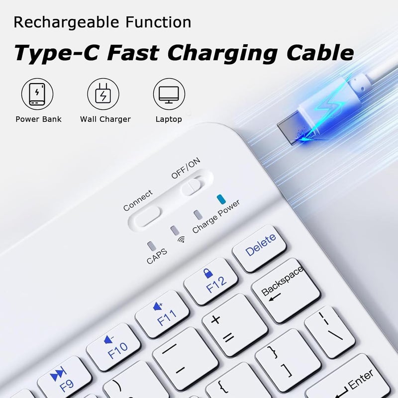 LOOBOAKY Bluetooth Keyboard for iPad, Rechargeable Portable 10 inch Wireless Keyboard for iPhone, iPad mini, Samsung Tablets Keyboards Ultra-Slim, Travel Office Computer Accessories - Image 3